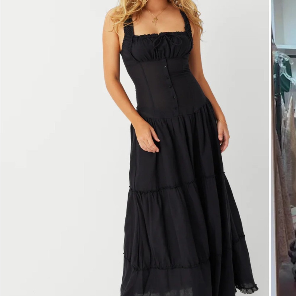 Frankies Bikinis Christabelle Ruffle Maxi Dress in Black